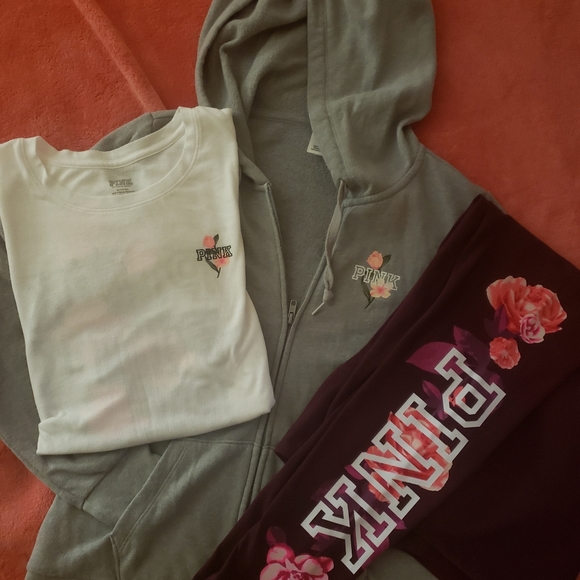 EUC Victorias Secret PINK Floral set - Picture 2 of 3